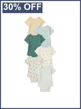 6 Pack Baby Bodysuits Short Sleeve Cotton Unisex